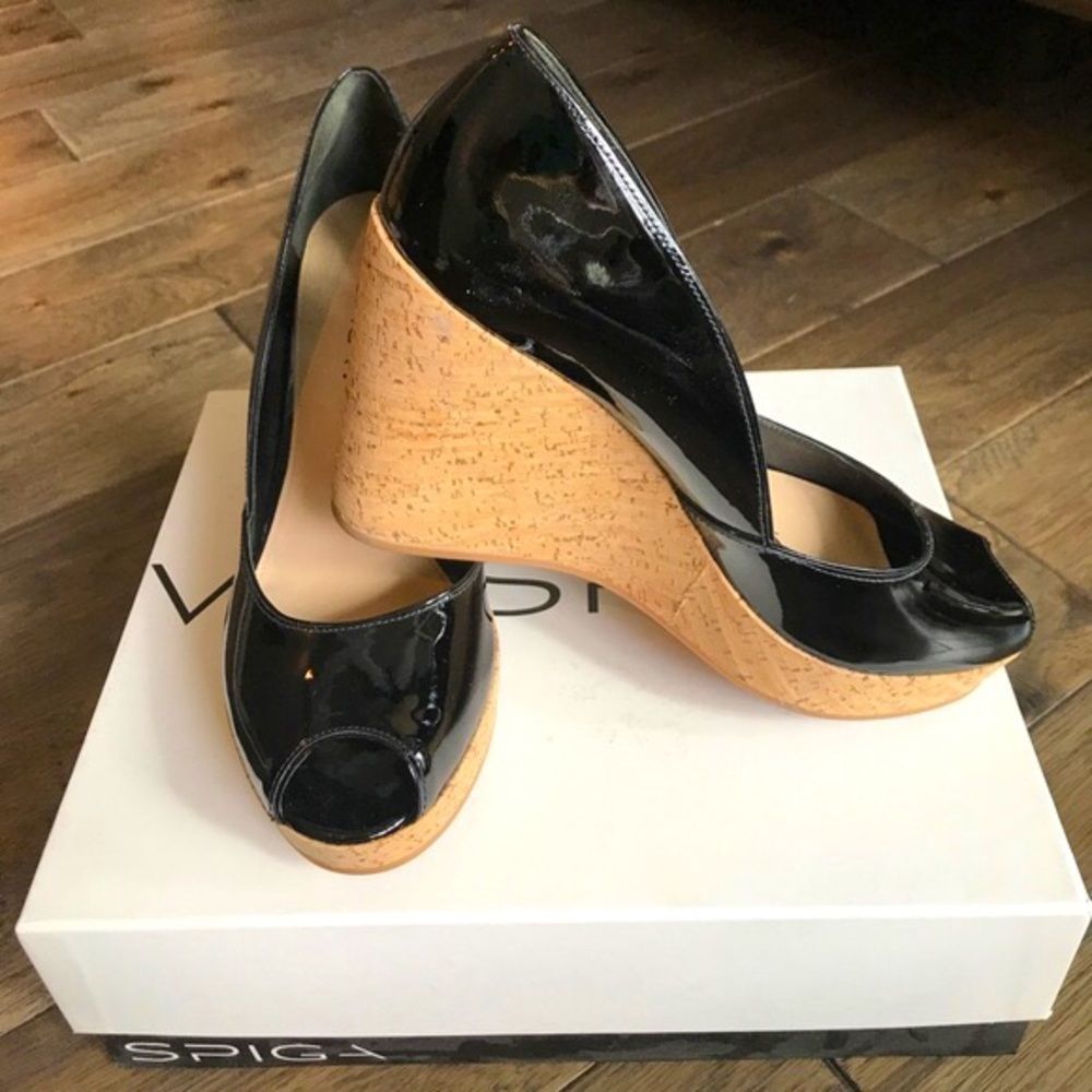 Via Spiga peep toe wedges